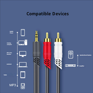 สายสัญญาณเสียง 3.5 มม. ต่อ 2RCA ชุบทอง สาย AUX RCA แบบมีฉนวนป้องกัน OFC สำหรับโทรศัพท์ ลำโพง เครื่องขยายเสียง โฮมเธียเตอร์ ราคาขายส่ง MOQ ต่ำ - Product Image 4