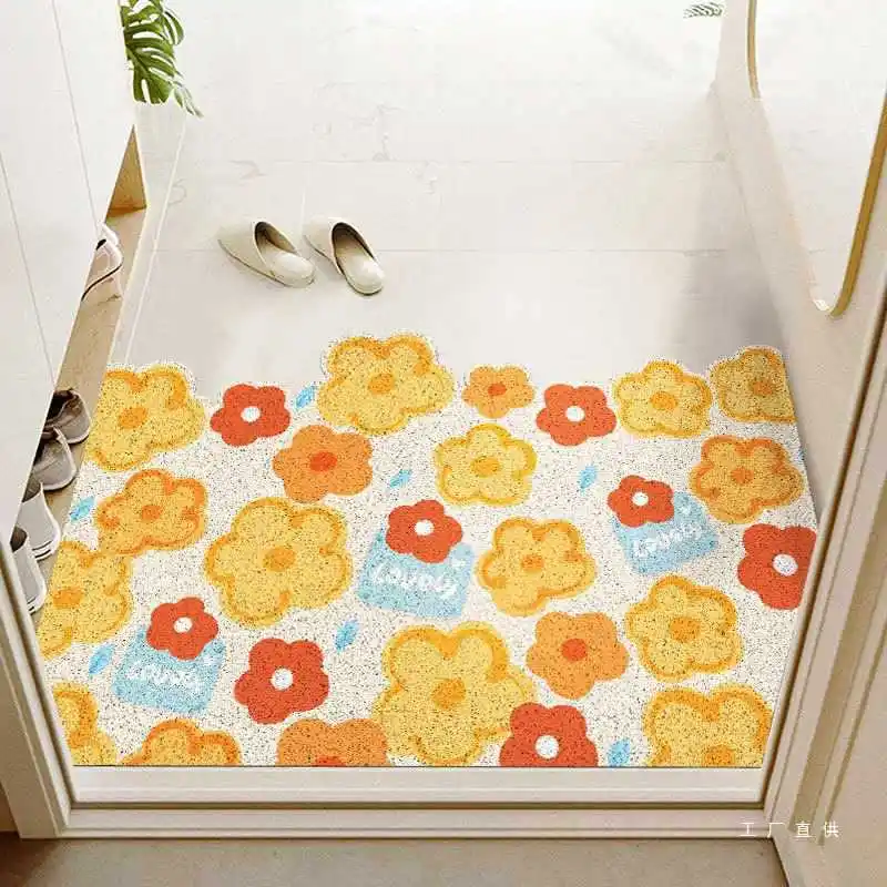USA ins flower silk circle floor mat entrance door mat non-slip and stain-resistant foot mats simple entrance door
