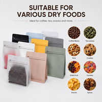 Sachet d'emballage de café premium avec valve et fermeture éclair, pochette à fond plat personnalisée pour grains torréfiés, sachet de café à huit soudures latérales