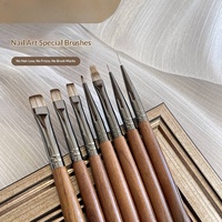 Ensemble de pinceaux à manucure avec manche en bois de noyer, pinceaux pour la décoration des ongles, pour la peinture sur ongles et les outils de beauté