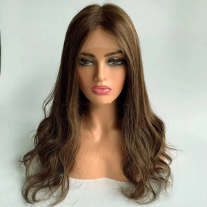 Parrucche Lunghe Ondulate Marrone Scuro in <span class=keywords><strong>Capelli</strong></span> Umani 1x4 con Parte a V Centrale per Donne Nere, <span class=keywords><strong>Capelli</strong></span> Vergini Marrone <span class=keywords><strong>Caramello</strong></span> Senza Colla con Clip Regolabili - Product Image 3