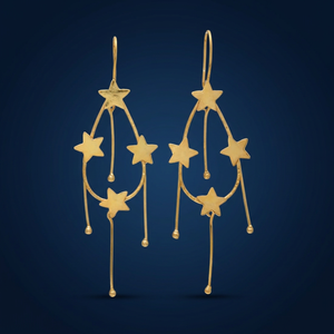 Boucles d'oreilles clous JAIPUR GEMS JEWELRY en acier inoxydable plaqué or, motif étoile Golden Hour, avec perles d'imitation pour femme - Product Image 3
