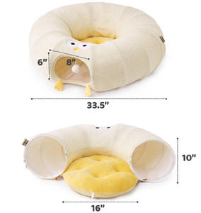Складная круглая лежанка для кошек из вельвета с шуршащим наполнителем – зимняя модная однотонная модель, съемная, моющаяся, для использования в помещении - Product Image 6