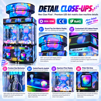 Neofuns Neo Claw Pixel 4 Unit 31 pouces Ensemble de machine à griffes commerciale avec écran LED à pixels pour salles d'arcade, centres de divertissement familial et centres commerciaux
