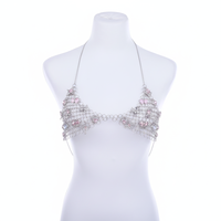 Kalung Dada Wanita Model Kupu-kupu Berlian Pink Vintage, Rantai Tubuh Seksi, Perhiasan Fashion