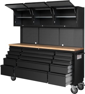 Armoire à outils en acier mobile multifonctionnelle avec plan de travail en bois, chariot à outils en métal à 15 tiroirs, 72 pouces, 1830*460*1800MM, pour <span class=keywords><strong>garage</strong></span> - Product Image 2