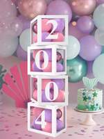 Caja Transparente para Globos de 25 cm con Números del 1 al 9, Caja de Decoración para Cumpleaños, Baby Shower, Bodas, Decoración para Fiestas de 18, 30, 40, 50 y 60 Años