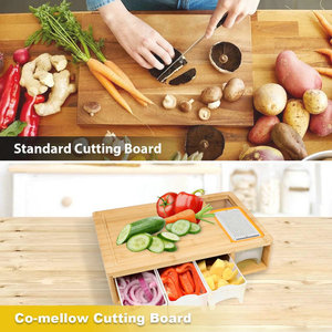 C'est une planche à découper en bambou pour la maison avec tiroirs, une planche à découper pour la viande et une planche à découper en bois massif pour trancher. - Product Image 3