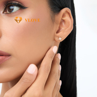Boucles d'oreilles en diamant de laboratoire, en or massif 14 carats, avec tige de piercing labret à filetage interne en métal éternel, lot de piercings en or