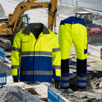 Pantalon de travail JIADE Construction Custom FR pour hommes, conçu professionnellement, fonctionnel, structuré, avec poches modulaires et sécurisées.