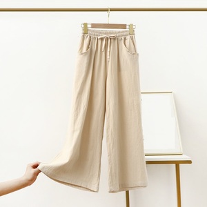 <span class=keywords><strong>Pantaloni</strong></span> da donna a gamba larga <span class=keywords><strong>con</strong></span> coulisse elastica in vita alta e <span class=keywords><strong>tasche</strong></span> <span class=keywords><strong>laterali</strong></span>, ideali per l'uso quotidiano estivo, casual e comodi - Product Image 6