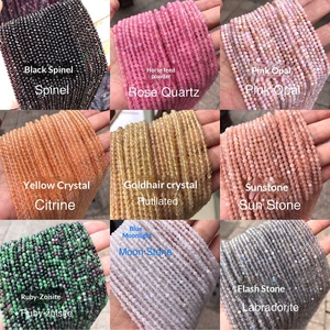 Perles <span class=keywords><strong>en</strong></span> <span class=keywords><strong>pierre</strong></span> <span class=keywords><strong>naturelle</strong></span> facettées de 3 mm, tourmaline, grenat, agate, <span class=keywords><strong>pierre</strong></span> de lune, perles intercalaires <span class=keywords><strong>en</strong></span> cristal pour la création de bijoux DIY - Product Image 2