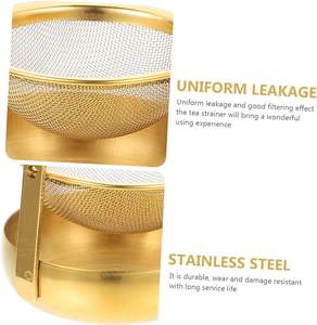 Hot Sale Metal Tea Infuser Gold Stainless Steel Tea Infuser Mesh Tea <b>Filter</b> Strainer with Rotate Bottom Tray - Product Image 2