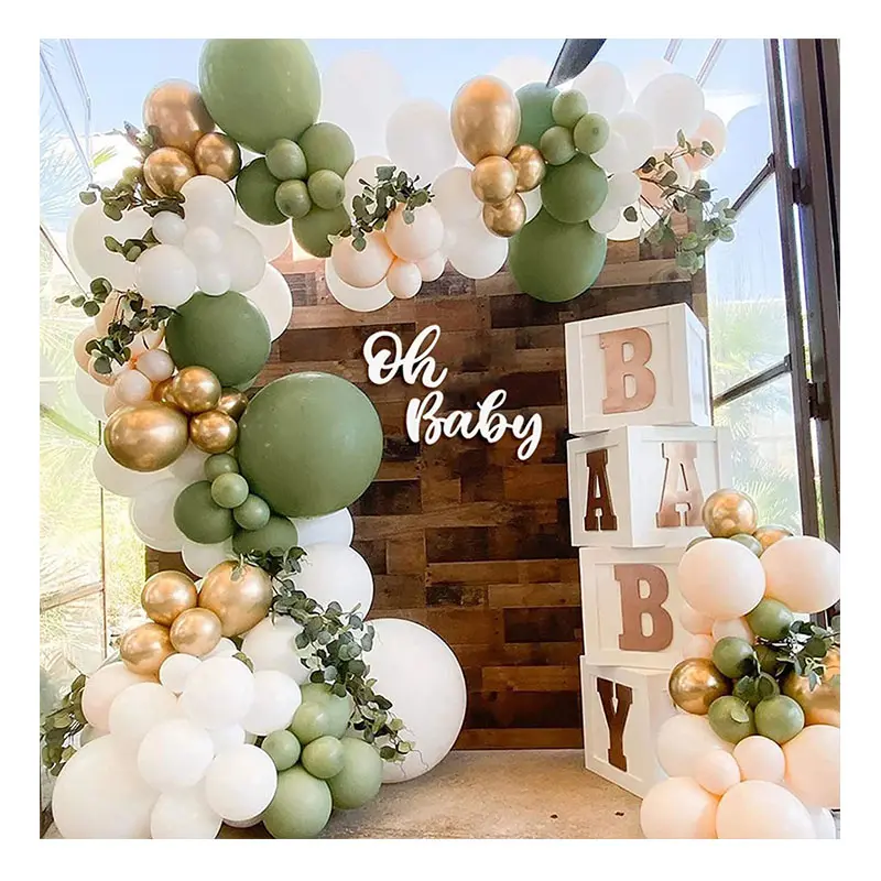 New Hot Sale Birthday Party Decorative Balloons 152PCS Vintage Color Avocado Green Balloon Chain Set