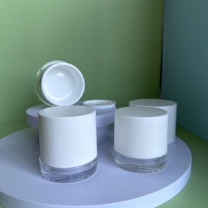 Eco Friendly Cosmetic Jar Double Wall Inversion Acrylic Plastic Jar With Inside Lid And Small Spoon