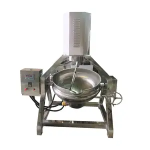 Chaleira de aquecimento elétrico para alimentos, chaleira industrial de 500L para mistura planetária de carnes e doces, chaleira agitadora com agitação e geleia