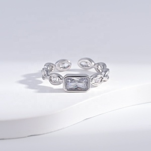 custom plata 925 sterling silver chain open <b>dainty</b> <b>ring</b> unique wedding zirconia promise 18k hip hop engraving <b>rings</b> for women - Product Image 3