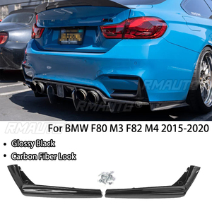 Extension de diffuseur latéral de pare-chocs arrière pour BMW F80 M3 F82 M4 2015-2020, protection de lèvre, spoiler, aspect fibre de carbone, noir brillant - Product Image 1