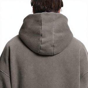 Sweat-shirt à capuche zippé surdimensionné pour homme, couleur unie, en molleton de coton, décontracté, pour l'automne, impression numérique, écologique - Product Image 3