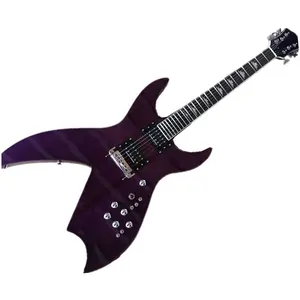 OEM Custom Purple Body Unusual Electric guitar with Chrome Hardware,solo guitar electric