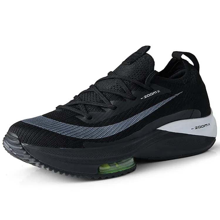 2022 New Black Breathable Knitting Fashion Sneakers Brand Casual Marathon Sport Custom Mens Running Shoes