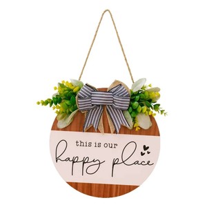 Letrero Colgante Redondo de Madera para Puerta de Navidad, Estilo Rústico Campestre, Decoración de Pared para el Hogar, Placa Colgante - Product Image 5