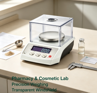 Balance analytique de haute précision 0,01 g ZJL-809B avec plateau en acier inoxydable et pare-brise transparent pour laboratoire, bijouterie, pharmacie