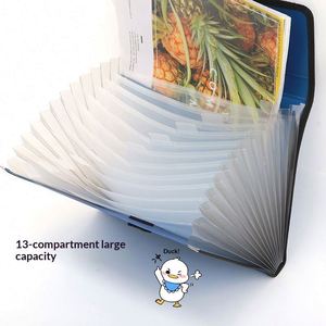<b>A4</b> Diamond-Patterned Handle Snap-Closure Organ Bag 13-Compartment Large-Capacity Document <b>File</b> Folder Student Exam Paper Storage - Product Image 2