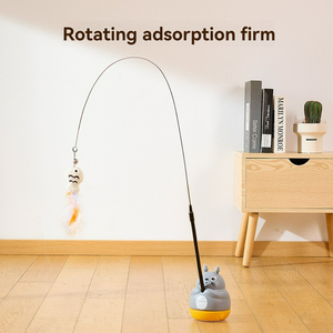 Interactive Self <span class=keywords><strong>Play</strong></span> <span class=keywords><strong>Cat</strong></span> Teaser bacchetta con campana di piume giocattolo per la pesca di gatti per interni filatura per animali domestici divertimento gatto Teaser Self <span class=keywords><strong>Play</strong></span> al coperto - Product Image 3