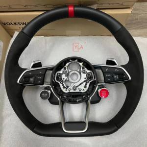 Volant sport en cuir YLA en vente flash pour <span class=keywords><strong>Audi</strong></span> S6 S7 A4 A5 A6 A7 Q3 Q5 A3 S3 S8 R8, cuir perforé noir amélioré - Product Image 2