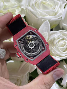 Reloj Tourbillon Mecánico Automático Deportivo Rojo de Fibra de Carbono Ultrafino de Alta Calidad con Diseño Rectangular de Diseñador de Moda - Product Image 4