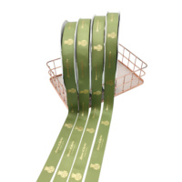 Pita Grosgrain Kustom Emas Perak Hot Stamping Foil Biodegradable untuk Ulang Tahun Natal