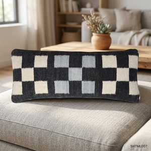 Funda de Cojín Cuadrada Personalizable de Estilo Nórdico Moderno Star Hometex, 100% Algodón Ecológico, Tejida a Mano, con Rayas Blancas y Negras - Product Image 1