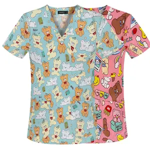 Uniformi mediche <span class=keywords><strong>medico</strong></span> chirurgico infermiere <span class=keywords><strong>lavoro</strong></span> infermieristico set da <span class=keywords><strong>lavoro</strong></span> a manica corta uniforme da ospedale con scollo a V - Product Image 3