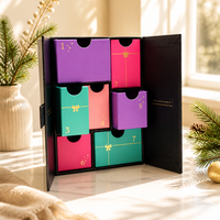 Boîte de calendrier de l'avent de Noël rigide vide personnalisée de luxe pour l'emballage de cosmétiques, de bijoux, de bougies, boîte de calendrier à double porte