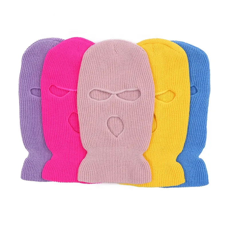 Wholesale Custom Budget Plain Knitted Full Face Cover Blank Skimask 3 Hole Skull Ski Mask Balaclava