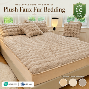 Conjunto de Cama de Inverno para Casa: Capa de Cama de Pelúcia com Pelo Sintético de Coelho, Colcha de Veludo 3D Bolha, <span class=keywords><strong>Queen</strong></span>, 3 Peças, Lençol Ajustável e Capa de Colchão - Product Image 5