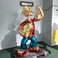Statue de Popeye grandeur nature personnalisée Sculpture en métal Figure de dessin animé Statue de Popeye pour galerie d'art décoration de centre commercial