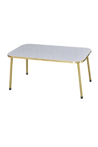 Mesa de centro rectangular de diseño moderno con patas de metal dorado Muebles de sala de estar de fácil montaje - Product Image 2