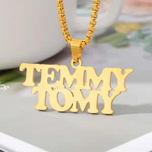 Thick Bead Chain Name Hip Hop Jewelry Custom Initial Fashion Pendant Letter Name Necklace Personalized Nameplate Men Necklaces