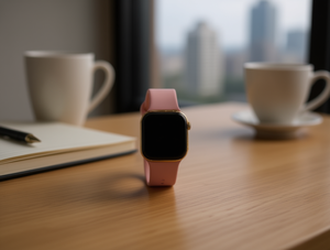 นาฬิกาแฟชั่นผู้หญิง สายยาง ตัวเรือนทรงกลม กันน้ำ โทนสีชมพูทอง - Product Image 2