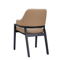 Chaise de salle à manger moderne de luxe avec accoudoirs, siège et dossier en cuir PU souple, structure en bois noir, chaise d'appoint pour la décoration de la maison