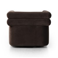 Fauteuil pivotant moderne de luxe en velours chocolat avec dossier coussiné pour salons et meubles design