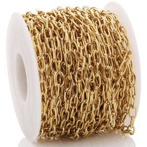 Cadena ovalada de acero inoxidable chapada en oro para la fabricación de collares H1552 - Product Image 3