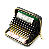 Porte-cartes en cuir PU grain litchi, style accordéon, grande capacité, double fonction (porte-monnaie et porte-documents), design minimaliste