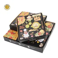 थोक पिज्जा दुकान विभिन्न आकार खाद्य कस्टम मुद्रित लोगो पिज्जा बांसुरी नालीदार गत्ते का डिब्बा बॉक्स पैकेजिंग