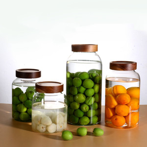 Với Acacia Thực Phẩm Lưu Trữ Jar Gỗ Vít Nắp Bán Buôn Sản Phẩm Kín Kính Lớn Bìa Đa Chức Năng Cổ Điển Quà - Product Image 3