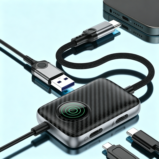 USB C OTG 3 in 1 Adapter Charging Audio adapter with 60W charging  for Live Streaming Gaming Camera & Data Transmission