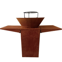 Vente en gros de nouveaux produits : Plancha multifonctionnelle 3-en-1 en acier Corten pour terrasse, foyer bio à granulés avec barbecue intégré