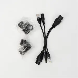 使いやすい黒の防水poe 1組のプラスチック材料2つの1つのモニタリング電源コードbncコネクタ